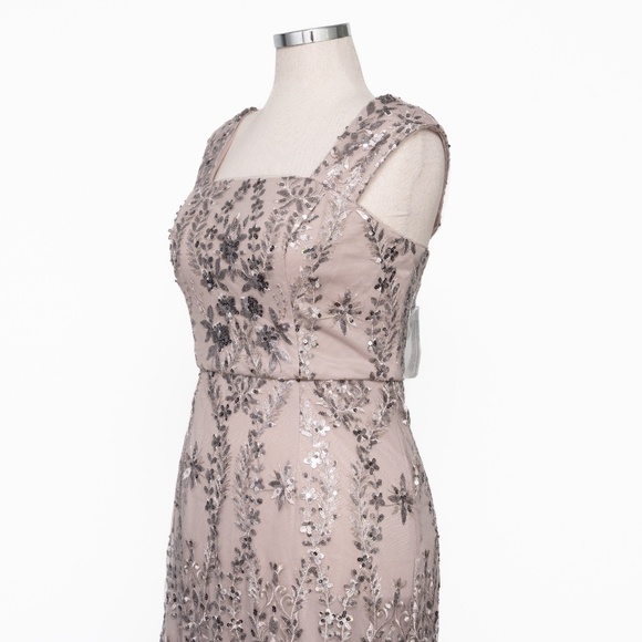 Alex Evenings -  Sequined Embroidered Square-Neck Gown - Picture 10 of 12